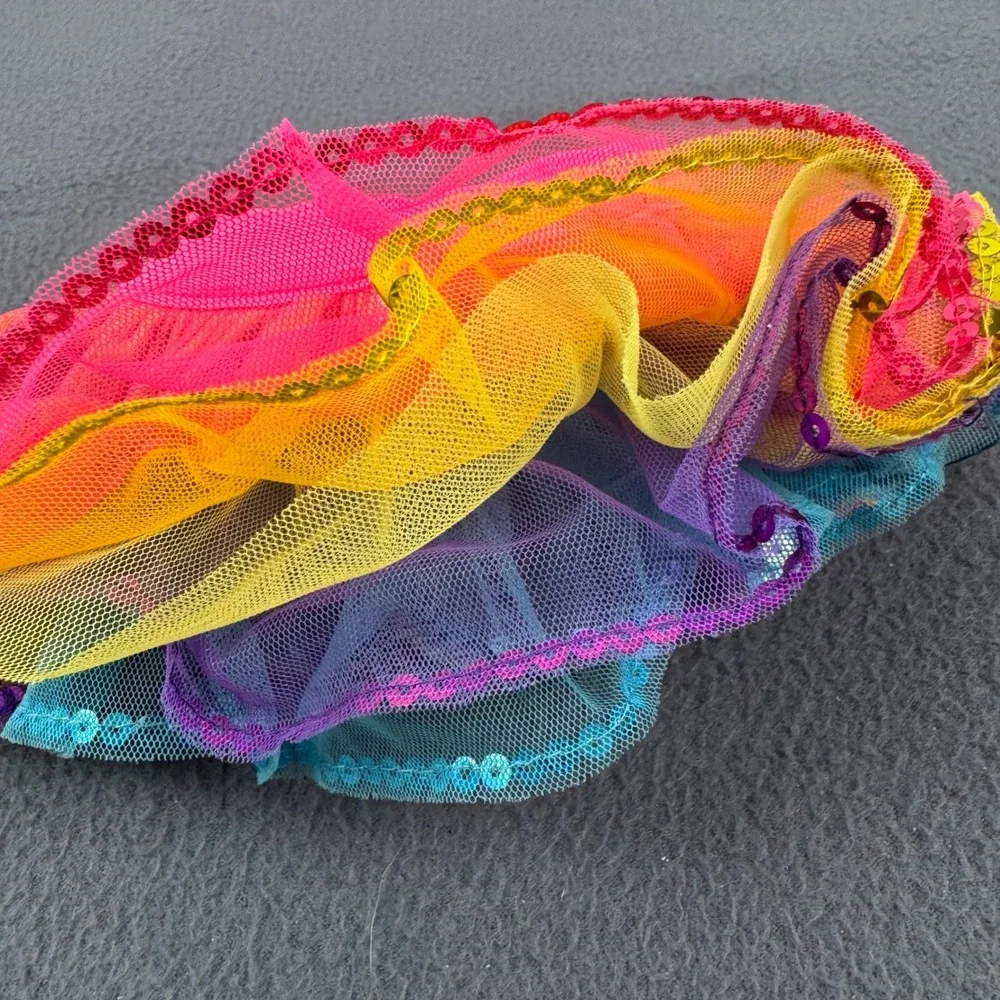 Build-A-Bear Workshop Tutu and Shoes Set‎ Unisex OS Rainbow Sequin Glitter Mesh